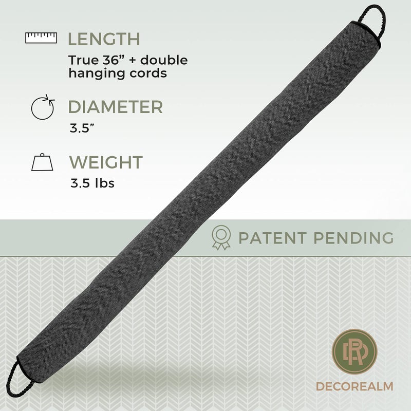 DECOREALM Under Door Draft Stopper and Blocker, Draft Guard for Doors and Windows, Decorative Fabric Cylinder Blocker Provides Weighted Door Insulation by DECOREALM (Black, 36 Inches) - Image 5
